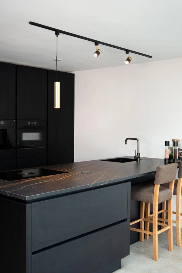 Lucide TRACK FLORIS pendant - 1-circuit Track lighting system - 1xGU10 - Matt Gold / Brass (Extension) - atmosphere 5